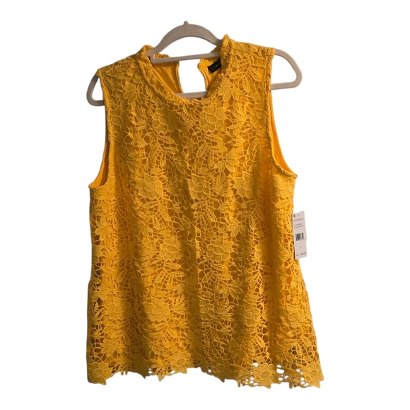 Rafaella Tops - Rafaella Sunflower Lace Scalloped Sleeveless Blouse Size L